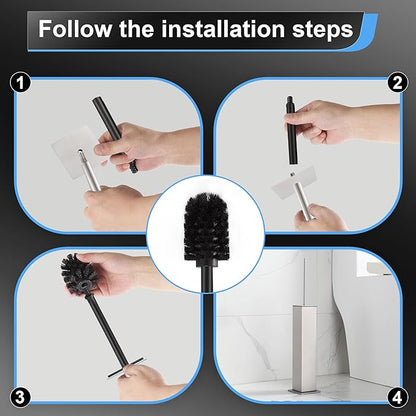 BVL Toilet Brush and Holder Set Brushed Nickel Stainless Steel 304 Square Freestanding Toilet Brush for Bathroom