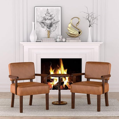 Accent Chair, PU Leather Living Room Chairs Oversize with Soft Seat and Armrests for Living Room Dinning Room Bedroom Reading Room Waiting Room