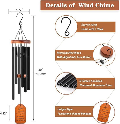 Sympathy Gift Baskets, 30" Wooden Memorial Wind Chimes for Loss of Loved One, Memorial/Bereavement/Condolence/Funeral Gifts, in Memory of a Loved One Mother Father