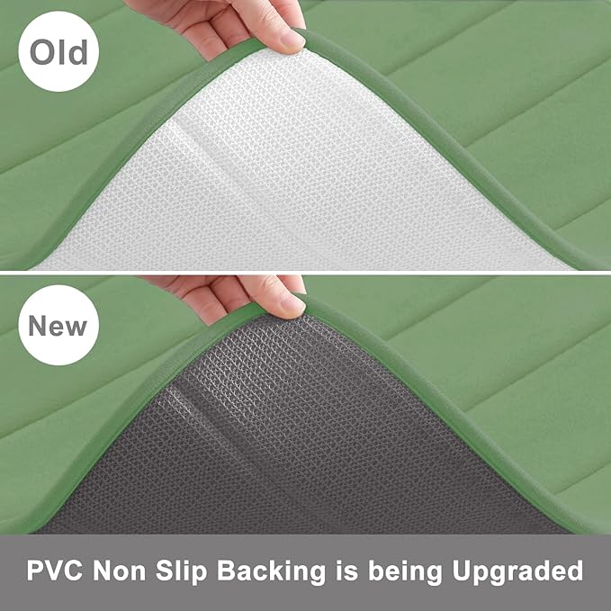 Buganda Memory Foam Bath Mat, 24" x 16", Ultra Soft and Non-Slip Bathroom Rugs, Water Absorbent and Machine Washable Bath Rug for Bathroom, Shower, and Tub, Olive Green