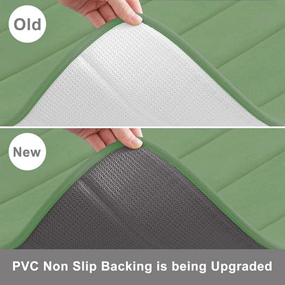 Buganda Memory Foam Bath Mat, 35.4" x 24", Ultra Soft and Non-Slip Bathroom Rugs, Water Absorbent and Machine Washable Bath Rug Runner for Bathroom, Shower, and Tub, Olive Green