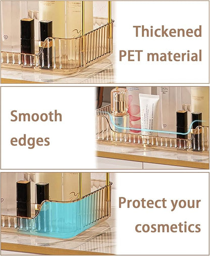 Bathroom Counter Organizer - Countertop Storage, Cosmetics & Skincare Shelf, Makeup Organizer, Perfume Tray, Spice Rack - 3 Tier Gold