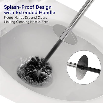 DOWRY Stainless Steel Toilet Bowl Brush and Holder for Bathroom Storage Organization Deep Cleaning Covered Brush Cleaner,Nickel Square