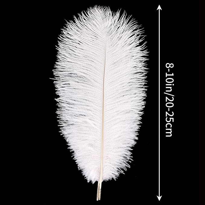THARAHT White Ostrich Feathers 12pcs Natural Bulk 8-10Inch 20cm-25cm for Crafts Wedding Party Centerpieces Christmas Tree Decoration Feathers