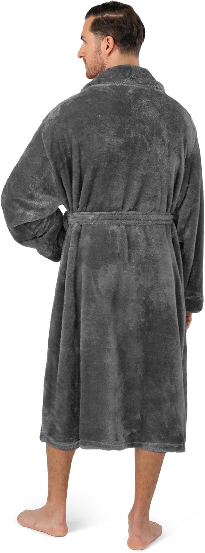 PAVILIA Mens Soft Robe, Plush Fluffy Fleece Bathrobe Men, Long Sherpa Shaggy Spa Robe