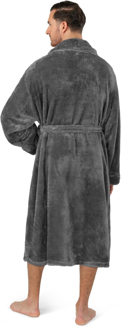 PAVILIA Mens Soft Robe, Plush Fluffy Fleece Bathrobe Men, Long Sherpa Shaggy Spa Robe