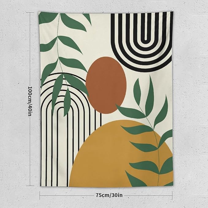 ICMOLYYENLO Boho Plant Aesthetic Tapestry, Abstract Medieval Arch Sun Home Aesthetic Wall Hanging For Bedroom Living Room Dormitory Tapestry 60x60 Inches