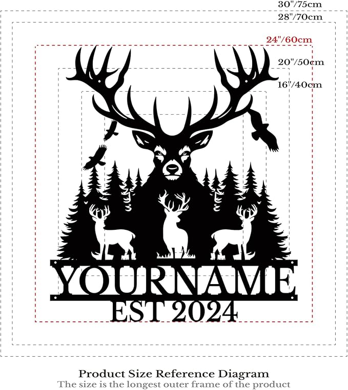 Personalized Metal Signs: Custom Shed Wall Decor, Black Deer Wall Art, Home Signs Plaques, Outdoor Decorative Signage (Style A)