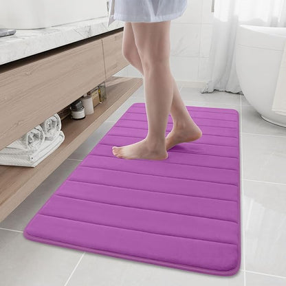 Buganda Memory Foam Bath Mat, 47" x 24", Ultra Soft and Non-Slip Bathroom Rugs, Water Absorbent and Machine Washable Bath Rug Runner for Bathroom, Shower, and Tub, Violet