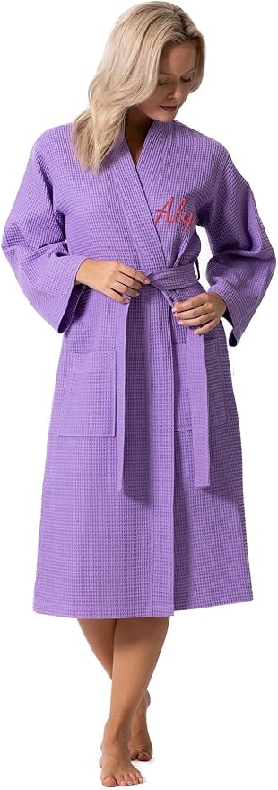 Turkish Linen Waffle Knit Lightweight Kimono Spa & Bath Robes for Women - Quick Dry - Soft