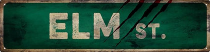 Vintage Tin Sign Retro Metal Elm St Signs Stylish Wall Art Plaques for Home Decor Bathroom Kitchen House and Gothic Wall Decor or as a Unique Poster 16x4 in