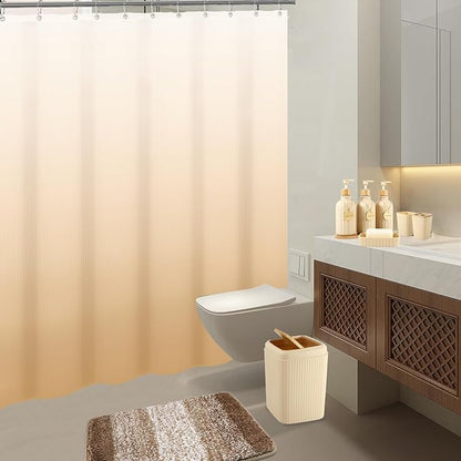 32PCS Bathroom Sets with Shower Curtain and Rugs Beige Bathroom Accessories Set Shower Curtain Set 3PCS Lotion Soap Dispenser Bathroom Accessories with Black Bathroom Decor