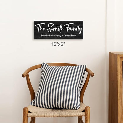 Personalized Family Name Wood Sign - Custom Last Name Plaque, New Family Established Sign, Wedding & Housewarming Gift, Rustic Home Wall Decor Plaque 16"x6"