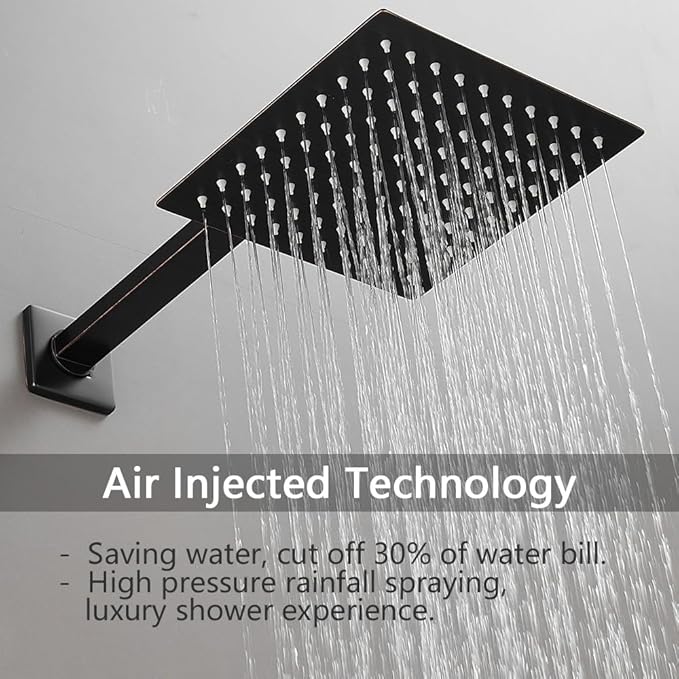 Oil Rubbed Bronze Shower Faucet Set Bathroom Luxury Rainfall Shower System with Rain Shower Head Single Function Shower Trim Kit with Rough-in Valve