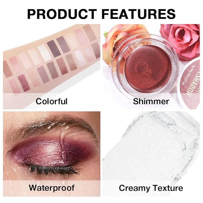 Cream Glitter Pearl White Shimmer Metallic Eyeshadow Palette Makeup, Natural Single Mini Instant Holographic Eyeshadow For Older Women, Sombras Crema Para Ojos,Talc,Paraben&Cruelty Free, P01