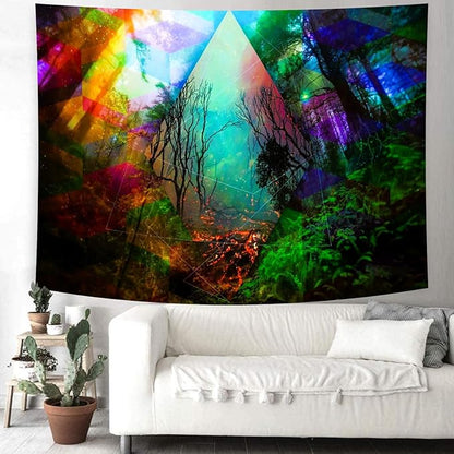 Delur Forest Tapestry Tree of Life Tropical Rainforest Tapestry Wall Hanging Colorful Nature Landscape Mystical Psychedelic Spiritual Headboard for Bedroom Living Room Home Decor (70.8" x 92.5")
