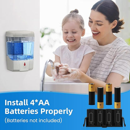 SVAVO Automatic Hand Soap Dispenser, 21 fl.oz/600ml Touchless Soap Dispenser Wall Mounted, Touch-Free Liquid soap Dispenser Sensor Soap Dispenser for Kitchen Hotel Restaurant Bathroom