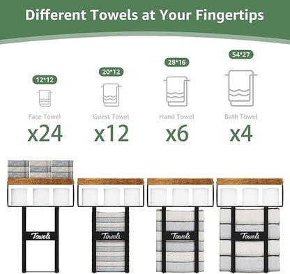 Bathroom Shelves Over Toilet - Floating Shelf for Wall Above Toilet Towels Holder Small Farmhouse Decor Shelves (15.7 inch, Set of 3, Rustic Brown)