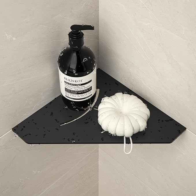Corner Shower Shelf 10", Matte Black 304 Stainless Steel Pentagonal Corner Shelf Recessed Bathroom Storage Shampoo Holder Organizer Shelf