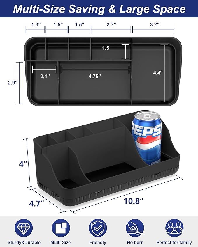 Bathroom Counter Organizer and Storage, 7 Slots Detachable Toothbrush Holders for Bathrooms, Anti-Slip Electric Toothbrush and Toothpaste Holder Countertop Vanity Organizer Accessories for Adults Kids