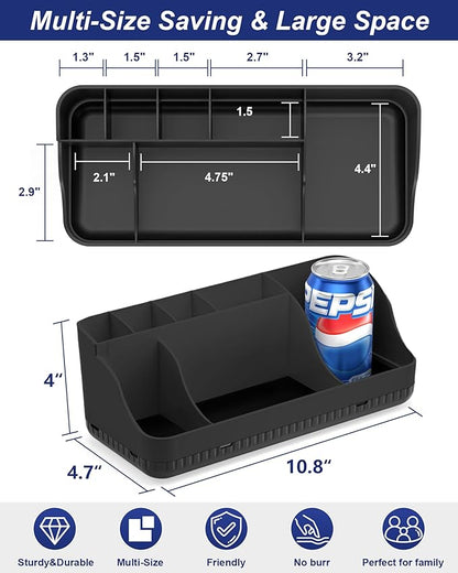 Bathroom Counter Organizer and Storage, 7 Slots Detachable Toothbrush Holders for Bathrooms, Anti-Slip Electric Toothbrush and Toothpaste Holder Countertop Vanity Organizer Accessories for Adults Kids