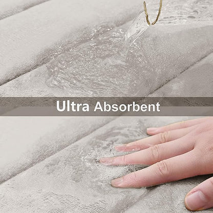 Buganda Memory Foam Bath Mat, 40" x 24", Ultra Soft and Non-Slip Bathroom Rugs, Water Absorbent and Machine Washable Bath Rug Runner for Bathroom, Shower, and Tub, Cream