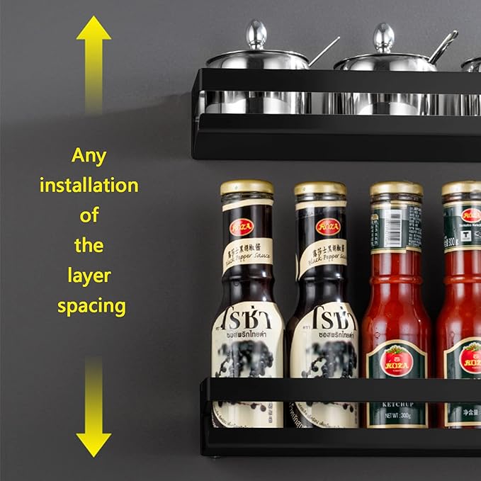 Rustproof Metal Storage Floating Shelves Wall Mounted Rectangular Shelf for Bedroom,Bathroom, Living Room, Kitchen, and Laundry Room,Nail-Free Wall-Mounted Shelves（15.75 Inch Black）