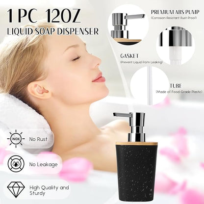 Black Bathroom Accessories with Glitter Shower Curtain,Towel Set 24 PCS Bathroom Set with Shower Curtain Set Bathroom Set Black Shower Curtain with Bathroom Trash Can