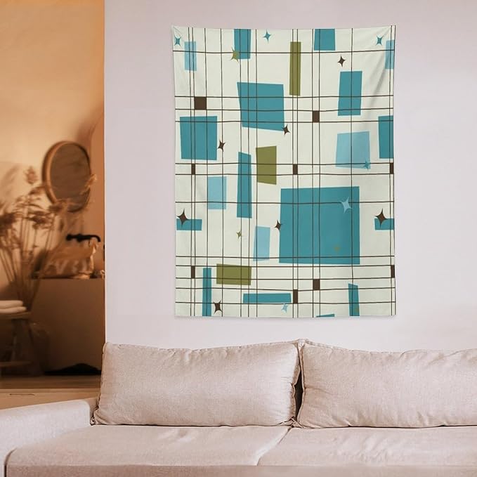 ICMOLYYENLO Boho Medieval Cat Tapestry, Abstract Atomic Starburst Geometric Aesthetic Art Wall Hanging For Bedroom Living Room Dormitory 30x40 Inches