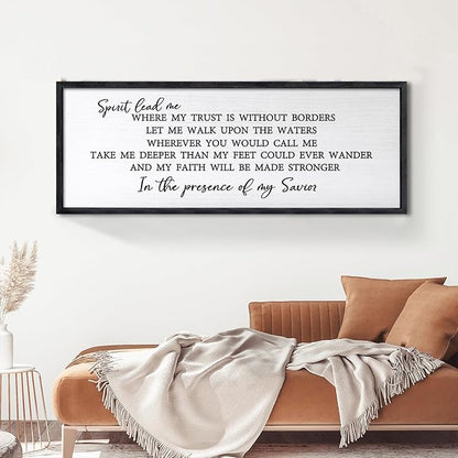 Spirit Lead Me Wall Art Decor 24×10 Inch Christian Scripture Office Inspirational Lyrics Ready to Hang Wooden Framed Sign (Black)