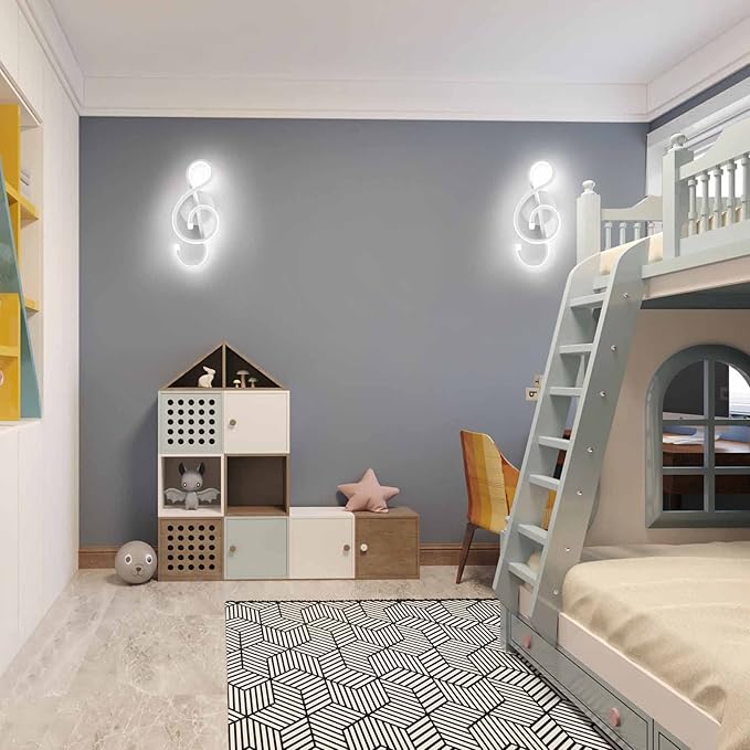 XEYOU 22W Modern Wall Sconce Lighting Indoor LED Creative Wall Light Fixture Music Symbol Art Decoration Wall Lamp for Living Room Bedroom Stair Corridor, White 6000K