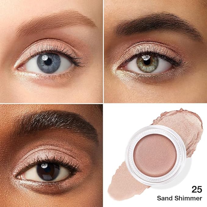 Cream Glitter Sand Shimmer Metallic Eyeshadow Palette Makeup, Natural Single Mini Instant Holographic Eyeshadow For Older Women, Sombras Crema Para Ojos, Talc, Paraben & Cruelty Free, 25