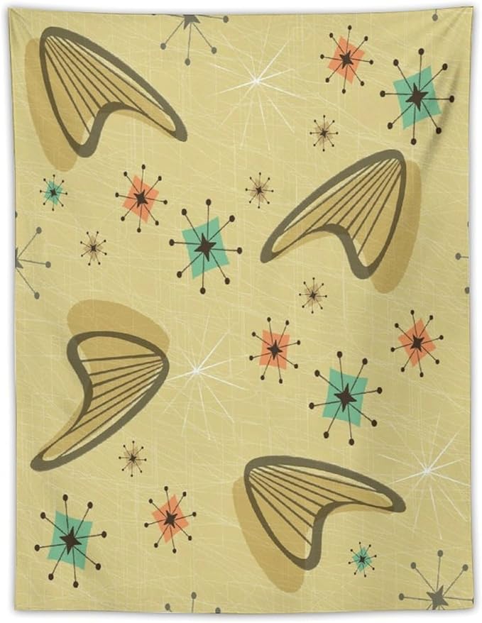 ICMOLYYENLO Boho Medieval Cat Tapestry, Abstract Atomic Starburst Geometric Aesthetic Art Wall Hanging For Bedroom Living Room Dormitory 60x60 Inches