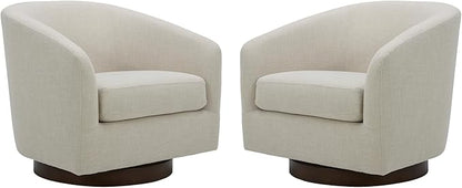 CHITA Swivel Accent Chair, FSC Certified Upholstered Fabric Barrel Chair for Living Room Set of 2, Fully Assembled, Linen