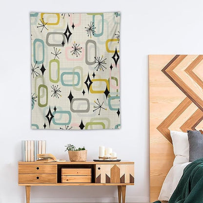 ICMOLYYENLO Boho Medieval Cat Tapestry, Abstract Atomic Starburst Geometric Aesthetic Art Wall Hanging For Bedroom Living Room Dormitory 50x60 Inches