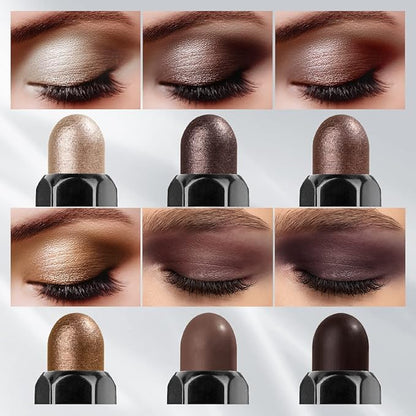 6PCS Cream Eyeshadow Stick Makeup Sets, Metallic And Matte Shimmer Eye Shadow Eye Brightener Stick Pencil Crayon, A02-Taupe Mauve