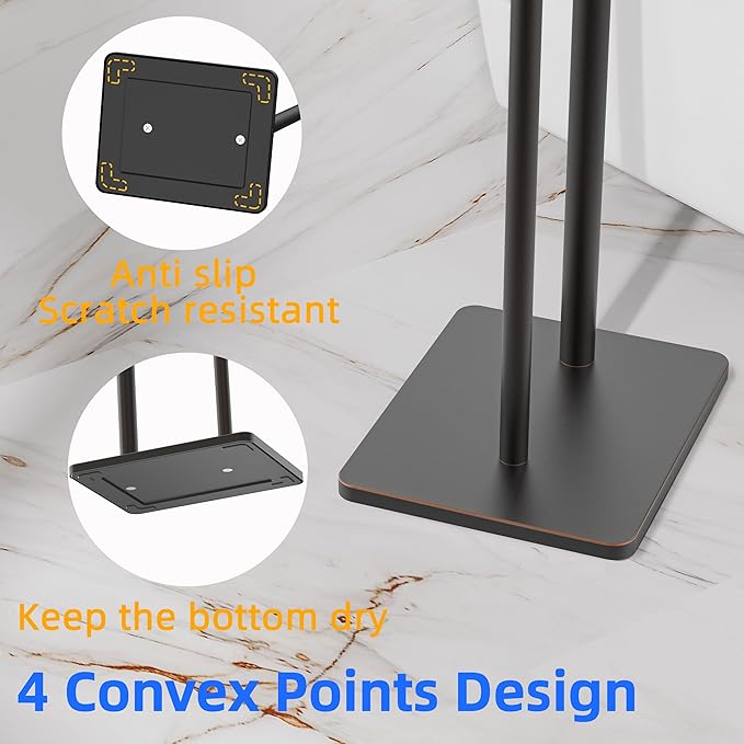 RUACQ Toilet Paper Holder Stand, Bathroom Toilet Paper roll Holder Free Standing with Storage for 4 Rolls, Post Pivoting Design, Stable Weighted Base, SUS304 Stainless Steel (Oil Rubbed Bronze)