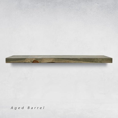 URBANDI, Rustic Floating Shelves, Set of 2, Hidden Bracket, Solid Wood, Heavy Duty, Wall Mounted Shelves, (Grey, 36Wx10D)