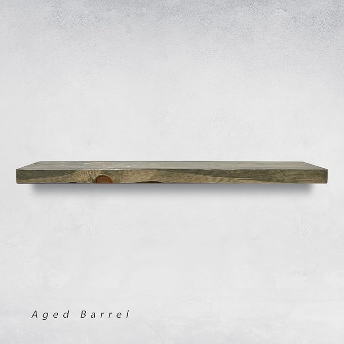 URBANDI, Rustic Floating Shelves, Set of 2, Hidden Bracket, Solid Wood, Heavy Duty, Wall Mounted Shelves, (Grey, 24Wx10D)