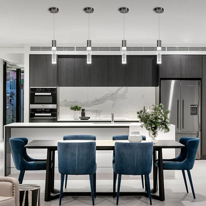 OKELI Modern Pendant Lights, LED Bubble Crystal Kitchen Island Lights Fixtures, Black Mini Single Pendant Lighting for Kitchen Island Bar,6W,6000K, ETL,3Pack