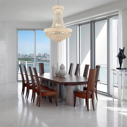 14 - Light Unique Empire Crystal Chandelier with Adjustable Chain for High Ceiling Foyer Entryway Living Room Dining Room Bedroom Chrome Finish