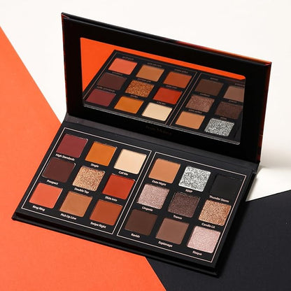 Prism Makeup Matte Eyeshadow Palette Pro 18 Colors Pigmented Shimmer Glitter Eye Shadow Palette, Long Lasting Waterproof Smokey Powder Cosmetics Halloween Makeup Kit (01# Seductress)