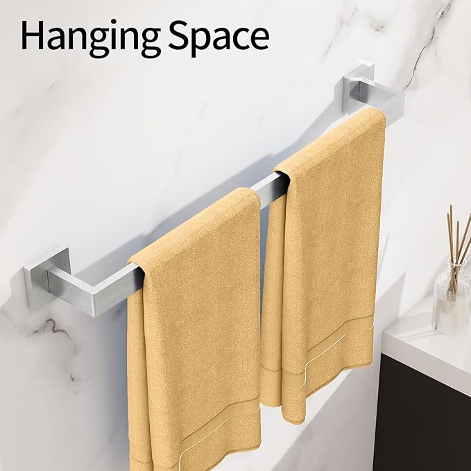 Bathroom Towel Bar, 24 Inch Towel Racks for Bathroom Wall Mounted, Stainless Steel Towel Rail Hanger for Wall, Nickel Towel Holder for Wall, Kitchen(2 Pack)