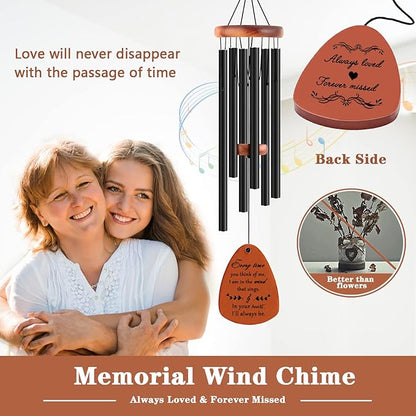 Sympathy Wind Chimes, Memorial Wind Chimes for Loss of Loved One, Sympathy/Memorial/Bereavement/Condolence Funeral Gifts in Memory of a Loved One Mother Father, 30" Wooden