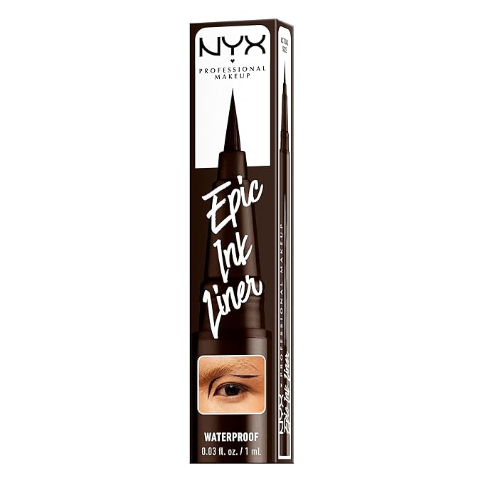 NYX PROFESSIONAL MAKEUP Epic Ink Liner, Waterproof Liquid Eyeliner with Vegan Formula - Dark Chocolate (Dark Brown Matte)