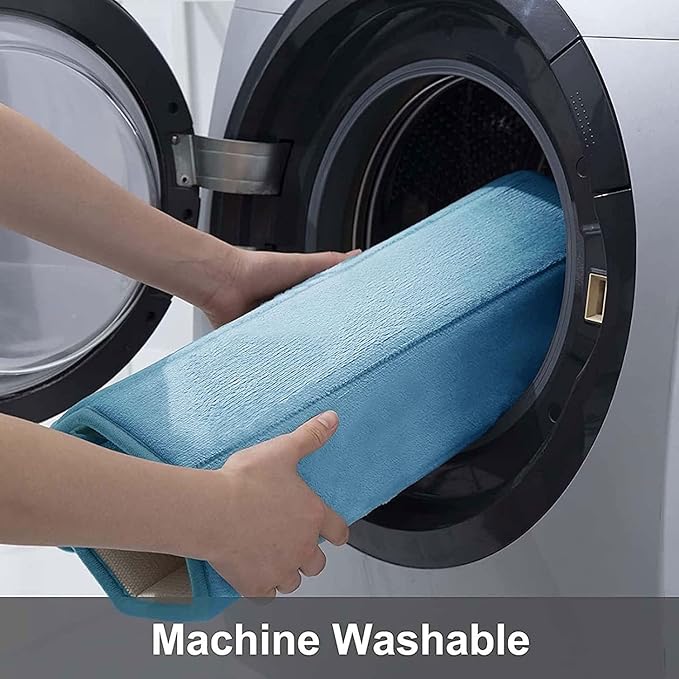 Buganda Memory Foam Bath Mat, 47" x 17", Ultra Soft and Non-Slip Bathroom Rugs, Water Absorbent and Machine Washable Bath Rug Runner for Bathroom, Shower, and Tub, Blue