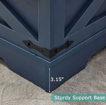 Blue Coffee Table with Storage, Cocktail Table with Hinged Lift Top, Farmhouse Square Wood Center Table with Large Hidden Storage Compartment for Living Room, Square Coffee Table, Metal Edges Decor