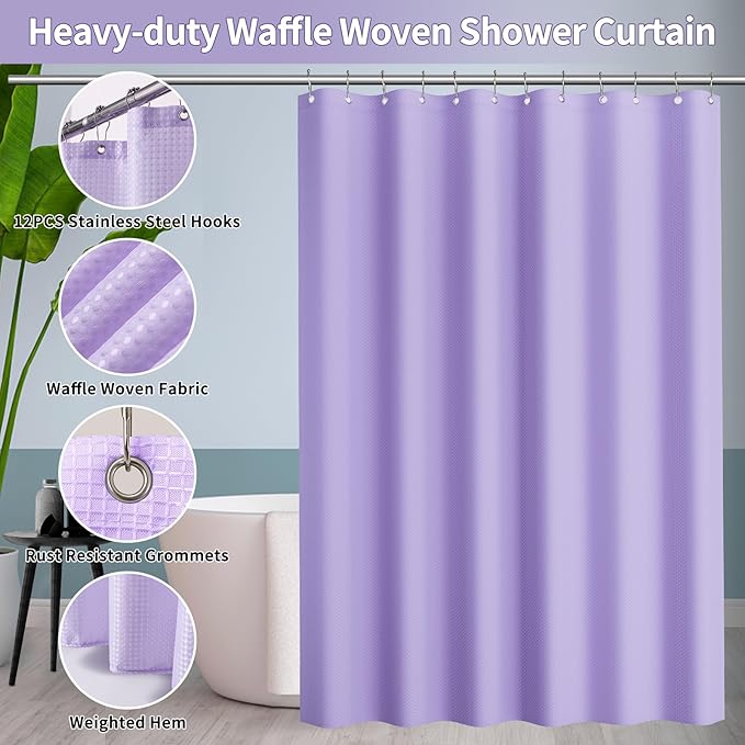 24 PCS Purple Bathroom Accessories Set with Shower Curtain and Rugs, Bathroom Sets with Extra Soft and Absorbent Bath Rugs Shower Curtain Bathroom Accessory for Bath