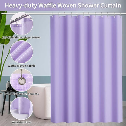 24 PCS Purple Bathroom Accessories Set with Shower Curtain and Rugs, Bathroom Sets with Extra Soft and Absorbent Bath Rugs Shower Curtain Bathroom Accessory for Bath