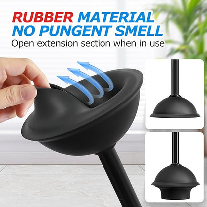 2Pack 2 in 1 Toilet Brush and Plunger Set, Extended Handle Plunger,Toilet Bowl Brush Plunger Set,Bathroom Cleaning Tools,Toilet Brush Plunger Combo,Cleaning Supplies，Bright Black(19.9inch)